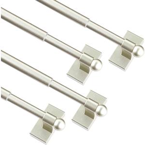 Multi functional hanging poleMagnetic Curtain Rods for Metal DoorsNo tools required,Multi-Use Adjustable Appliance for Windows Iron Steel Places16-28 Inch4 Pack,Nickel