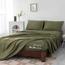 Levoo 100% Egyptian Cotton Sheets Full Size Set 18"-24" Extra Deep Pocket Full Sheets Set Soft Breathable Cooling 4Pcs Bed Sheets with 1 Flat Sheet, 1 Fitted Sheet, 2 Pillowcases (Full, Green)