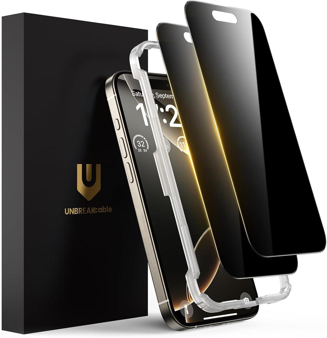 UNBREAKcable Privacy Screen Protector for iPhone 16 Pro Max, 2-Pack