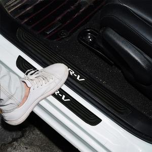 4pcs/Set Car Door Sill Plate Protectors - Black Soft Rubber Front/Rear Door Sill Scuff Plate Guard, Door Pedal Protector Stickers fit for Honda CRV (White)