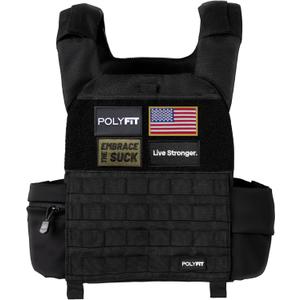 POLYFIT (Fortify) Weighted Vest for Strength and Endurance Training, Rucking, Fitness Workouts, Running, WODs (Black)