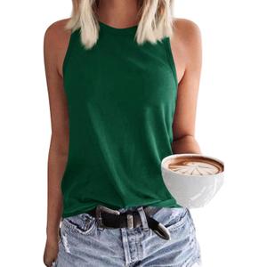 Langwyqu Women's' Crewneck Sleeveless Summer Casual Loose Fit Basic Shirts (Large, Green)