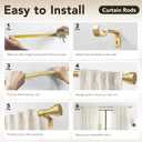 IFELS 2 Pack Heavy Duty Curtain Rods for Windows 28 to 48 Inch, 1 Inch Gold Adjustable Curtain Rod Set with Easy Installation and Modern Design (A1,Gold,30-60",2Pack)
