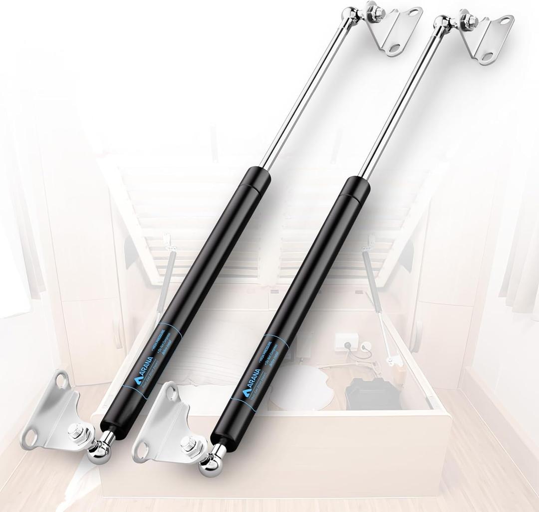 ARANA 28 inch 67 lb Gas Struts Shock Prop, 28" 298N/67LB Gas Struts Lift-Support with L-Type Mounting Brackets for RV Bed TV Cabinet Door Floor Hatch Truck Bed Cover Trap Door, 2Pcs