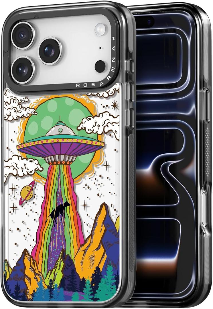 for iPhone 17 Pro case Cute - Durable Shockproof 6.6 ft Drop Impact Phone Case - Funny UFO Design (6.3") Black