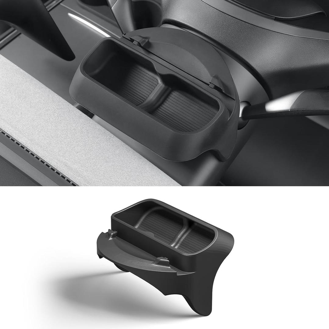 LUCKEASY for Tesla Model Y 2021-2024 Model 3 2021-2022 Instrument Panel Tray (Only Front Driver) Storage Tray Phone Holder Key Chains Box Anti-Slip Silicone Black