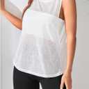 OYOANGLE Women's Sheer Sleeveless Crew Neck Sports Tank Top Sleeveless Athletic Workout Shirts White Sheer X-Large