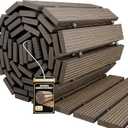 Wooden Garden Pathway Roll Out Walkway, Flexible Outdoor Wood Boardwalk for Lawn Sand Backyard, Non Slip Surface, Portable Garden Path with Rubber Connectors, 11.5FT, Brown