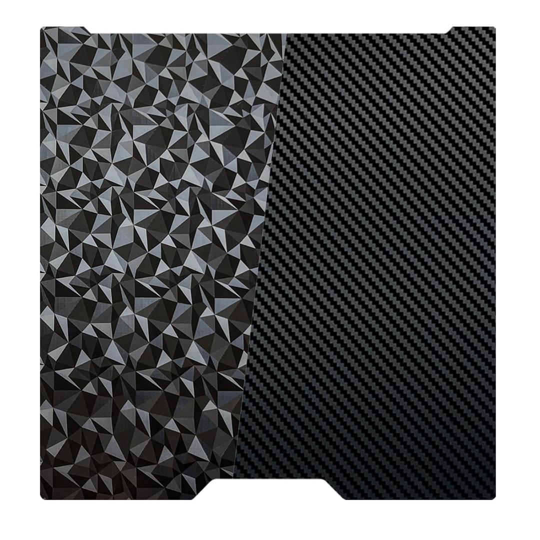 355x346mm Build Plate for Bambu Lab H2D/H2S,Double Sided PEO PET Flexible Removable Spring Steel Heated Printing Bed PlatformRemovable Heated Bed for H2D Combo/H2S(Carbon Fiber+Diamond)