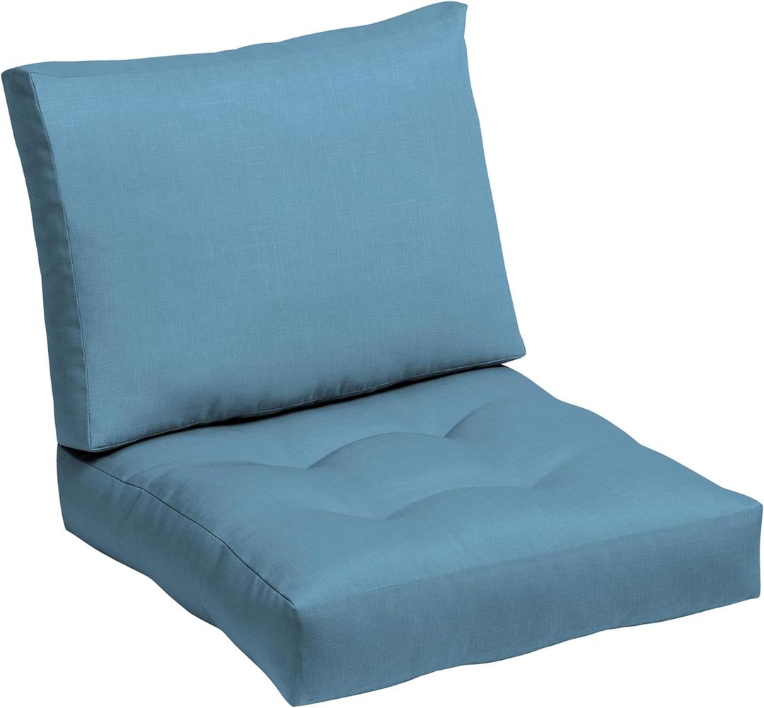 ARDEN Outdoor Plush Modern Tufted Blowfill Deep Seat Set, 24 in x 24 in, Weather-Proof, Rain-Proof, Fade Resistant Patio Cushion, Ultra Cozy 24 x 24, French Blue Texture
