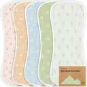 5-Pack Muslin Burp Cloths Baby Boy, Girl - Very Absorbent Baby Burp Cloth Rags, 8-Layers Viscose Derived from Bamboo Cotton Muslin Towel, Super Soft Spit Up Rags, No Shrink Washcloths (Wild Bloom)