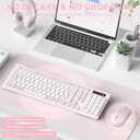 Wireless Keyboard and Mouse Combo, Full-Sized Quiet Wireless Keyboard and Adjustable DPI Mouse, 2.4GHz USB Receiver, Keyboard and Mouse for PC, Windows, Desktop, Laptop (Pink and White-B)