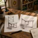 PETIT BATEAU Solid Wood Toddler Kids Table and 2 Chairs Set,Modern Wooden Furniture with Irish Designer for 2-8 Years,CaramelColor