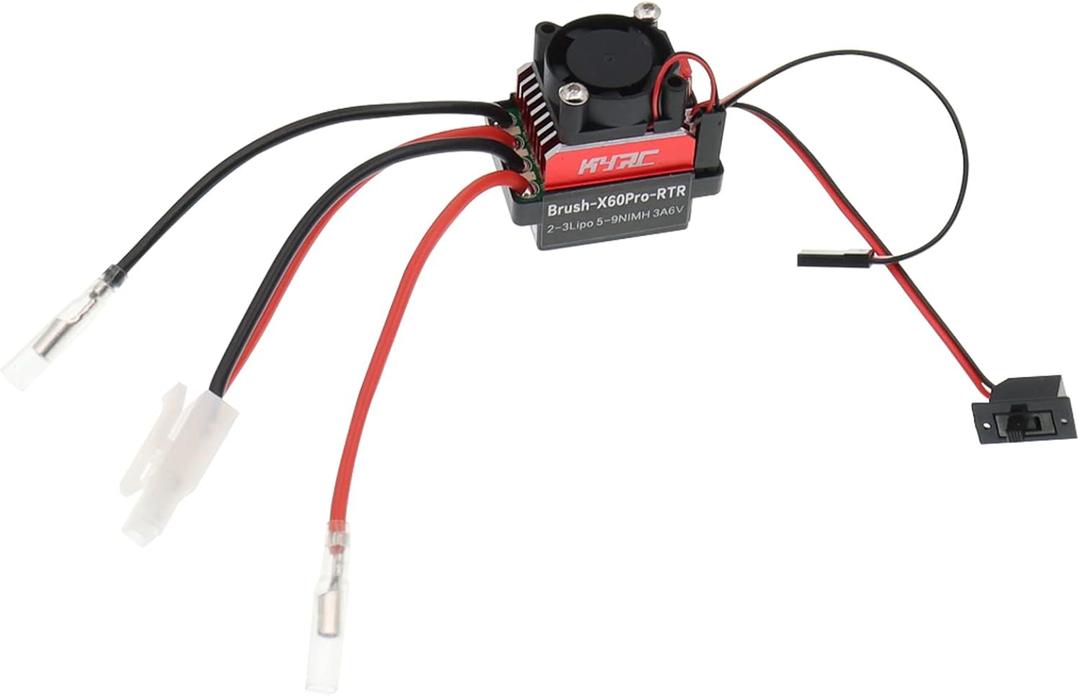 RC Car 60A Brushed ESC Electric Speed Controller with Cooling Fan Compatible with Traxxas TRX4 TRX6 D90 HSP Tamiya Redcat Axial SCX10 HPI 4WD Truck 1/10 RC Truck Car Crawler (Tamiya Plug)