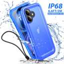 SPORTLINK for iPhone 16 Waterproof Case - Shockproof Dustproof Case with Built-in Clear Screen Protector, Full Body Heavy Duty Sealed Protective Cover for i Phone 16 6.1" Blue