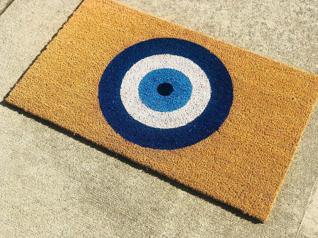 Evil Eye Doormat, Positive Vibes, Outdoor Rug, Welcome Mat, Housewarming Gift, 16x24 Inch Doormat