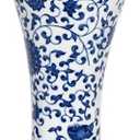 13" China Ceramic Vase Blue and White Porcelain Chinese Handmade Decorative Flower Vase for Living Room, Home Decor, Office, Table Centerpiece (lianhua)