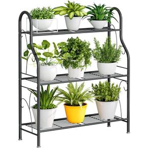 SORCEDAS Plant Stand Indoor Outdoor Plant Shelf 3 Tier Metal Corner Flower Stand Multiple Holder for Patio Garden Balcony Living Room, Dark Grey SORCEDAS Plant Stand Indoor Outdoor Plant Shelf 3 Tier Metal Corner Flower Stand Multiple Holder for Patio Garden Balcony Living Room, Dark Grey