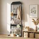HOOBRO Grid wall Panel units 5.6' x 1.7' Ft Grid Display Rack, Gridwall Panel Display Stands with 5 Garment Hooks & 5 S-Hooks, Wire Grid Display Rack, for Retail Show, Black BB45DC01