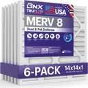 BNX TruFilter 14x14x1 Air Filter MERV 8 (6-Pack) - MADE IN USA  Dust & Pet Defense Pleated Air Conditioner HVAC AC Furnace Filters for Dust, Pet, Mold, Pollen MPR 600  700 & FPR 5