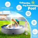 Niubya Portable Dog Pool, Foldable Pet Swimming Pool, Anti-Slip Collapsible Pet Bathtub, Hard Plastic Bath Pool for Pets Dogs and Cats, 97 x 16 Inches (5XL - 97'' x 16'')