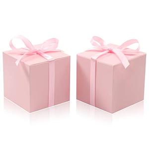 COTOPHER 60pcs Small Gift Boxes, Favor Boxes 2x2x2 inches Paper Gift Boxes with Ribbons Candy Box for Wedding Favors Baby Shower Bridal Shower Birthday Party (60pcs 2x2x2, Pink)