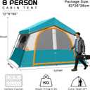 HG 8 Person Camping Tent, Portable Cabin Tent for Camp, Windproof Fabric Easy Set Up Family Tent Outdoor for Hiking, Backpacking, Traveling