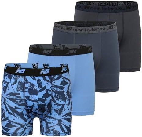 New Balance Boys' Tagless Moisture Wicking Breathable Boxer Briefs Underwear (2 Performance/2 Mesh), M