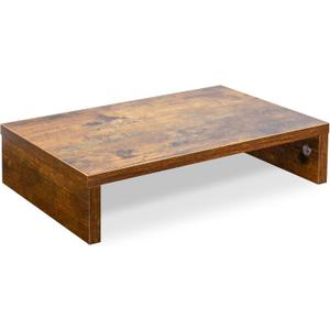 TEAMIX 14.2 inch Monitor Stand Riser, Rustic Brown Wood Monitor Riser with Storage for Desk Small Monitor Stand TV/Screen/PC/Laptop Riser Computer Stand Desktop Shelf (Brown-14.2 inch)