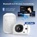 5.25 Inch Wall Mount Bluetooth 6.0 Outdoor Speaker,IP66 Waterproof Indoor/Outdoor Sound System,2-Way Woofer & Tweeter,600W Peak Wired Speakers for Pool,Patio,Garage,Home Theater(Pair,White)