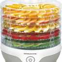OVENTE Food Dehydrator Machine with 5 Stackable Clear Trays and Drying Space, 240W Electric Food Preserver and Dryer for Snacks, Beef Jerky, Fruits, Veggies, Yogurt and Herbs, Grey DF215GY