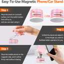 Muyuguit Foldable Vacuum Magnetic Suction Phone Holder, Multifunctional Vacuum Suction Phone Holder, Retractable Magnetic Car Holder for Home, Car Interior, Mobile Phone Stand, Smooth Glass (Pink)