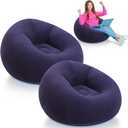 2 Pcs Small Bean Bag Chair Inflatable Chair Blow up Games Chairs Foldable Flocking Inflatable Sofa Portable Inflatable Chair for Living Room Bedroom(Blue)
