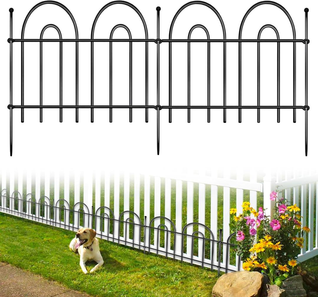 25 Pack Animal Barrier Fence, 35.42ft(L) x 21in(H) No Dig Garden Fence Panels with Decorative Arch Design for Dogs Rabbits, Rustproof Metal Garden Fencing for Outdoor, Lawn, Patio