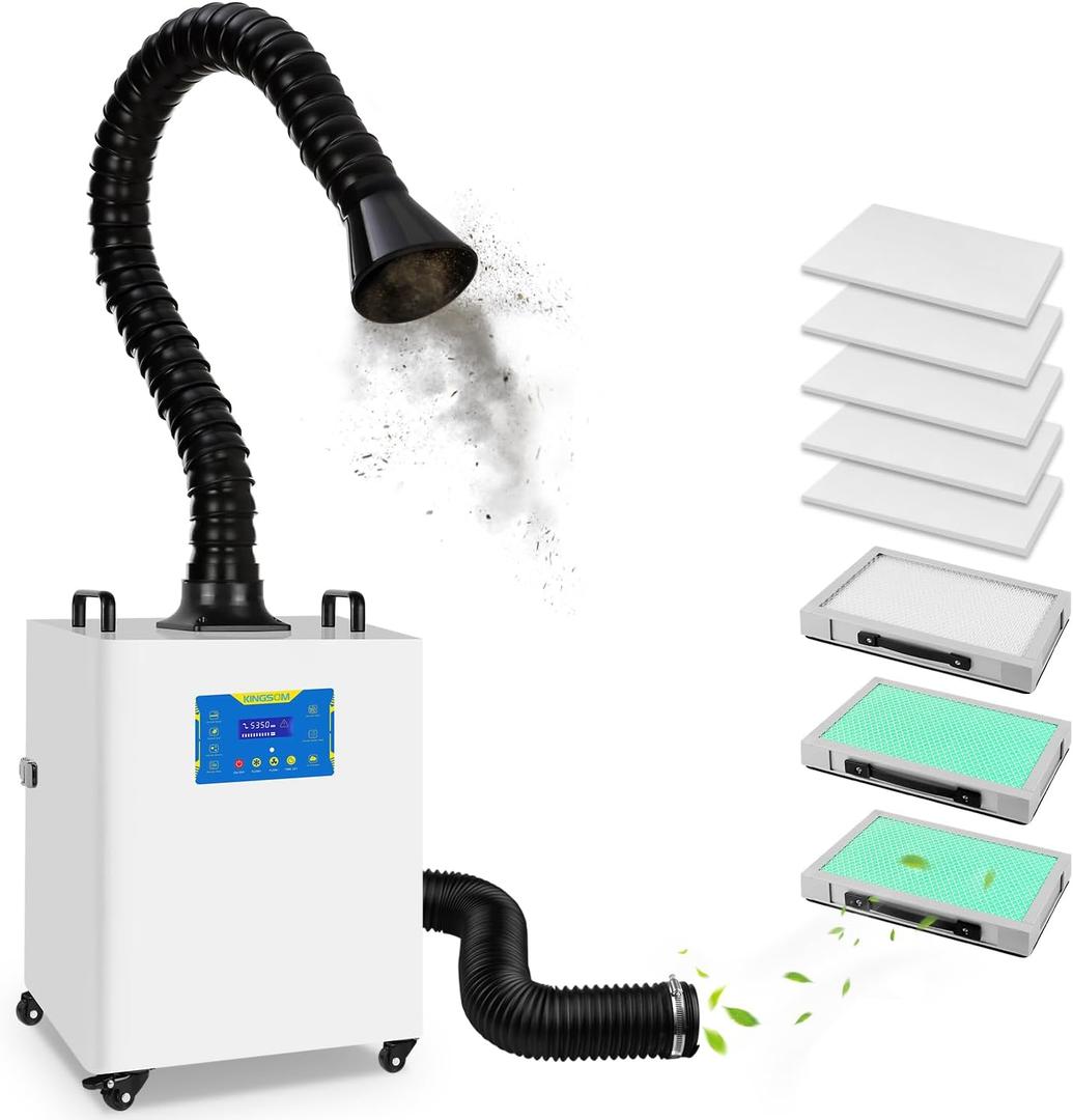KINGSOM 310m³/h Laser Fume Extractor, Solder Fume Extractor Strong Suction for M1/S1/P1 Laser Cutter, Laser Engraver, 3D Printing, Large