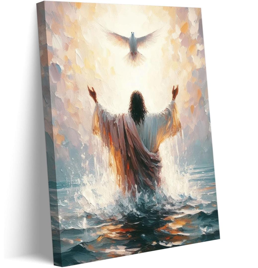 HHB Jesus Baptism Canvas Wall Art Canvas Wrapping 16x24in
