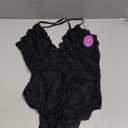 Avidlove Women One Piece Lingerie Deep V Teddy Sexy Lace Bodysuit Snap Crotch Babydoll Size XL Black