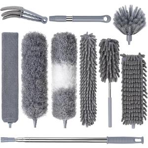 Dusters for Cleaning, Feather Duster Set, 10PCS Duster with Extension Pole Up to 100'' - Extendable, Bendable, and Washable for Ceilings, Chandeliers, and Furniture