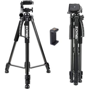 61 Camera Tripod,Cell Phone Tripod Stand with Travel Bag and Phone Holder, Professional Travel DSLR Tripods Compatible with Cameras, Cell Phones, Projectors, Webcams, Spotting Scopes