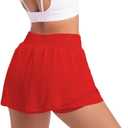 Athletic Running Shorts for Women High Waisted Flowy Shorts Butterfly Summer Gym Workout Golf Active Tennis Skorts (Red, XL)