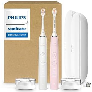 Philips Sonicare DiamondClean 9000 Electric Toothbrush Bundle, HX9912/72
2000% More Plaque Removal¹, Visual Pressure Sensor, 12 Brush Settings, App Connected, 14-Day Battery, White & Pink, 2-Pack