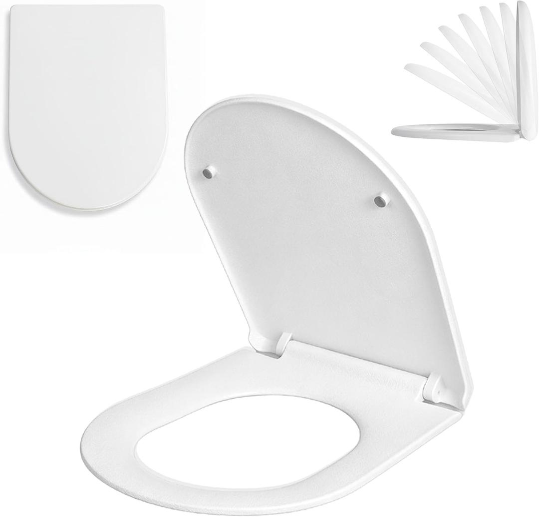 MinSha Toilet Seat, Adjustable D/U Shape, Soft Close, Quick Release PP