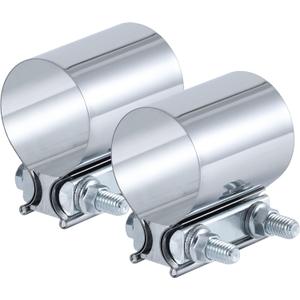 Vitonsbay 1.75 Inch Exhaust Clamp, 1 3/4 Inch Butt Joint Exhaust Pipe Muffler Band Clamp Sleeve Coupler Stainless Steel(2Pcs)