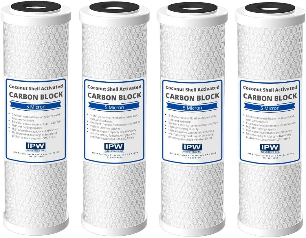 IPW Industries Inc Set of 4 Compatible for Water Filter GE GXWH04F, GXWH20F, GXWH20S & GXRM10 Multi-Pack, Carbon Block Replacement Cartridge