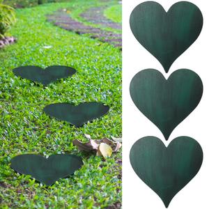 Tandefio 3 Pcs Heart Garden Stepping Stones Brown Cast Iron Stepping Stones Rustic Style Outdoor Stones for Garden Walkway Outside Decorative Decor, 12 Inches (Green)
