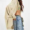 Women Oversized Hoodie Cardigan Jacket Casual Open Front Raglan Sleeve Sweatshirt 2026 Outfits with Pockets (Beige, XL)