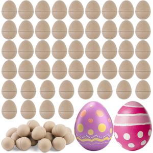 2 x 48 Pcs DIY Paper Mache Easter Eggs,3.2"x2.2"Durable Easter Eggs Empty,Cardboard Easter Eggs,Paint Your Own Paper Mache Eggs for Easter Party Gifts Basket Filler