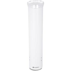 San Jamar Small Pull-Type Cup Dispenser Fits 3-4.5 Oz Cone Cups, 3-5 Oz Flat Cups with Flip Caps for Restaurants, Dining Halls, and Fast Food, Plastic, 16 Inches, White
