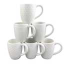 Schliersee 12 OZ Ceramic Coffee Mugs set of 6, Stylish Embossed Coffee Cups Set for Coffee, Tea, Milk, Cocoa, Cereal