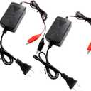 2Pc 12V 1000mA Automatic Battery Charger, Maintainer, Trickle and Desulfatorr with Short Circuit Protection